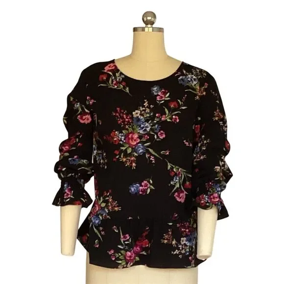 I.N. San francisco Women's Floral Long Sleeve Blouse Multicolor Size L - Picture 1 of 7